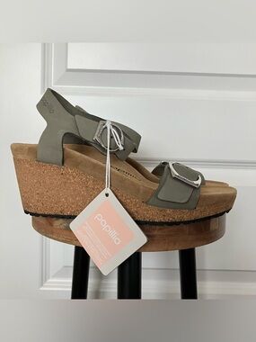 NEW Birkenstock Papillio Soley Nubuck Wedge Sandal EU 37 US 6-6.5 Gray 2026-425